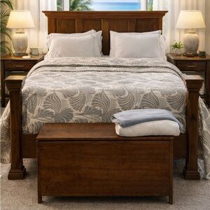 Greige Palms Quilted Woven Bedspread Luxury Blanket Woven Turkish Cotton Queen